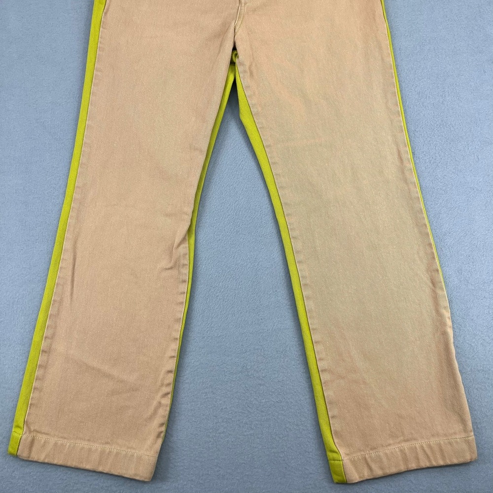 Paloma Wool Women Lime Green Tan Two Tone Colorblock Straight Leg Pants Size 36 - Picture 3 of 14